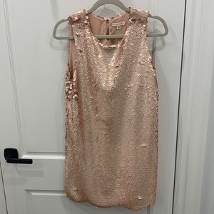 Adorable blush scallop-hem sequin minidress